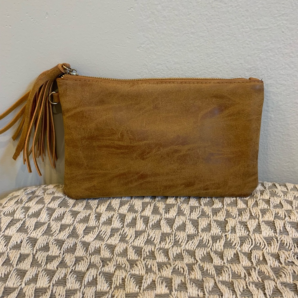 Brown Clutch with Portable IPhone Charger!
